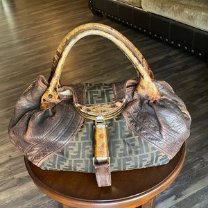 Fendi Zucca Spy Brown Canvas Shoulder Bag